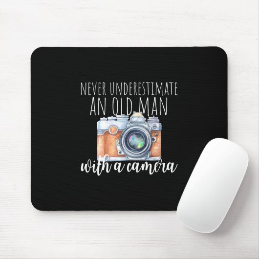 Alter Mann mit Kamera Mousepad (Mit Mouse)