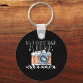 Alter Mann mit Kamera Schlüsselanhänger (Vorderseite)