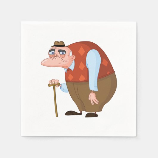 Alter Mann mit Kanone Serviette (Vorderseite)