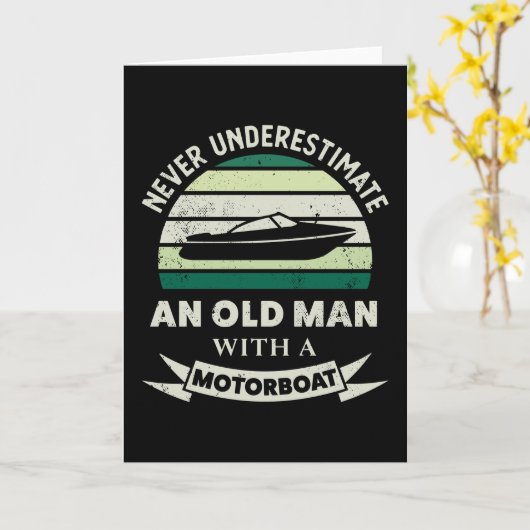 Alter Mann mit Motorboot Funny Boating Geschenke V Karte (Gelbe Blume)