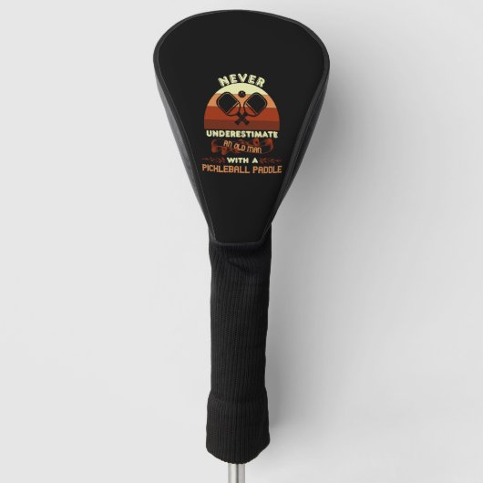 Alter Mann mit Pickleball-Paddel Golf Headcover (Vorderseite)