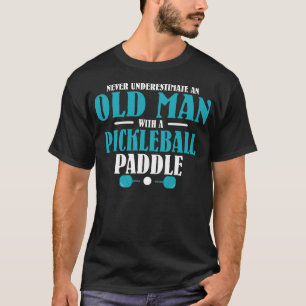Alter Mann mit Pickleball-Paddel-Shirt T-Shirt