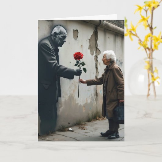 Alter Mann mit Rote Rose Graffiti Karte (Gelbe Blume)