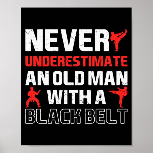 Alter Mann mit schwarzem Gürtel Karate-Militärkuns Poster (Vorne)