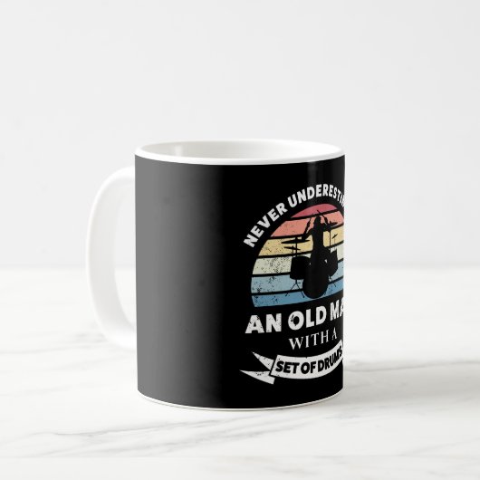 Alter Mann mit Set Drums Funny Geschenk Vater Kaffeetasse (Vorderseite Links)