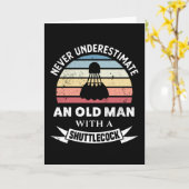 Alter Mann mit Shuttlecock Badminton Gift Vater Karte (Gelbe Blume)