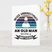 Alter Mann mit Shuttlecock Badminton Gift-Vätern Karte (Gelbe Blume)