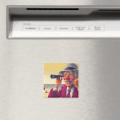 Alter Mann mit Spyglass am Strand, Funny Magnet (In Situ (Geschirrspüler))