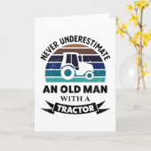 Alter Mann mit Traktor Funny Farm Geschenkgutschei Karte (Gelbe Blume)