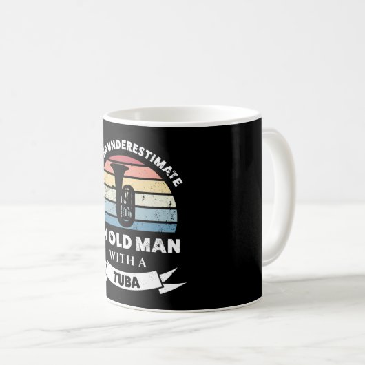 Alter Mann mit Tuba Funny Music Geschenk Vater Kaffeetasse (VorderseiteRechts)