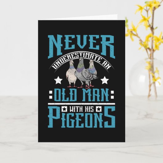 Alter Mann Racing Tauben Karte (Gelbe Blume)