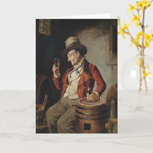 Alter Mann trinkt Biermalerei Karte (Gelbe Blume)