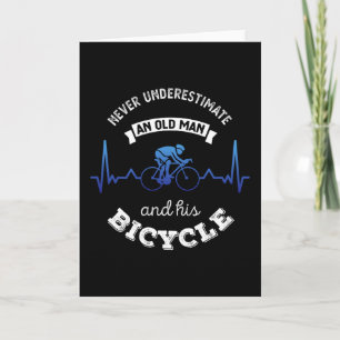 Alter Mann und sein Fahrrad-Fahrrad-Geschenk für d Karte
