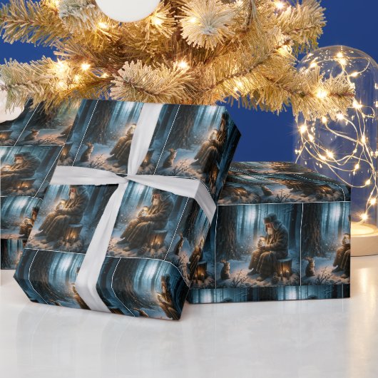 Alter Mann Weihnachten mit Kaninchen Geschenkpapier (Feiertage)