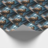 Alter Mann Weihnachten mit Kaninchen Geschenkpapier (Ecke)