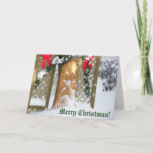 Alter Mann Weihnachtsbaum Feiertagskarte (Vorderseite)
