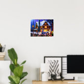Alter Mann, Weihnachtsmann und Rentier Poster (Heimbüro)