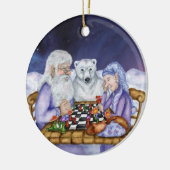 Alter Mann-Winter und Jack-Frost-Spiel-Schach Keramikornament (Links)