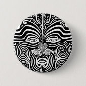 Alter Maori- Moko Stammes- Tätowierungsentwurf Button (Vorderseite)