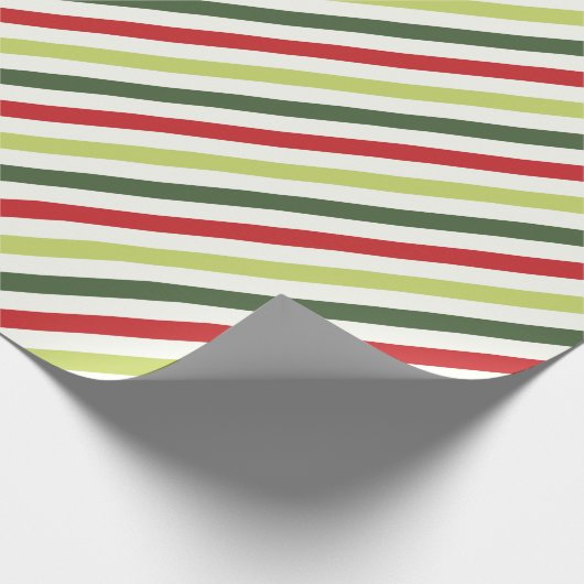 Alter, Moos, Rot und Elfenbein gestreift Geschenkpapier (Ecke)