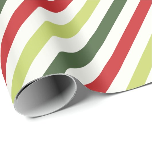 Alter, Moos, Rot und Elfenbein gestreift Geschenkpapier (Rolleneckpunkt)