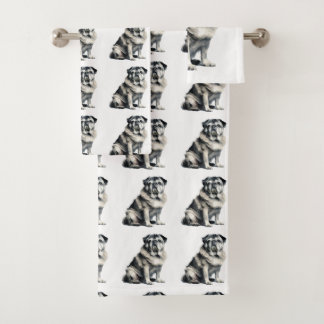 Alter Mops Badhandtuch Set