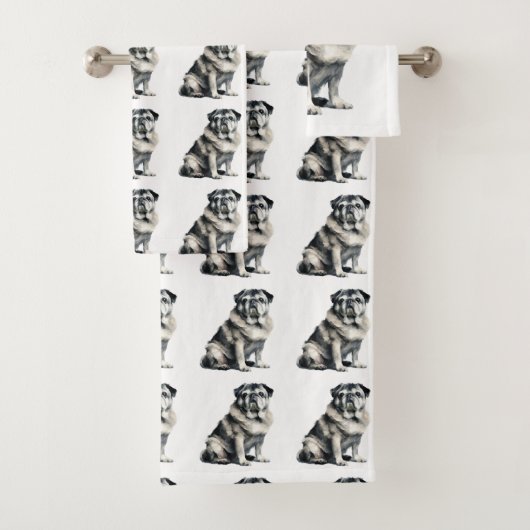 Alter Mops Badhandtuch Set (Insitu)