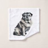 Alter Mops Badhandtuch Set (Waschlappen)