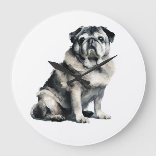 Alter Mops Große Wanduhr (Vorderseite)