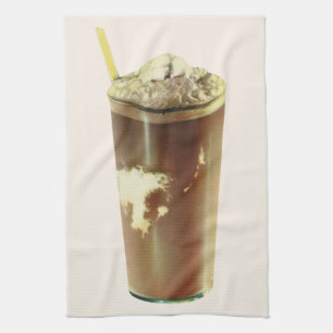 Alter Nachtisch, Schokoladen-Shake und Schlagsahne Geschirrtuch