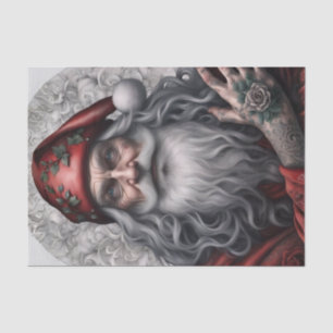 Alter Nostalgischer Vintage-Tattoo-Weihnachtsmann Seidenpapier