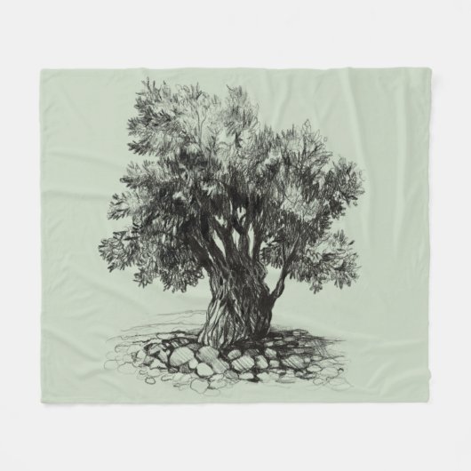Alter Olivenbaum Fleecedecke (Vorderseite (Horizontal))