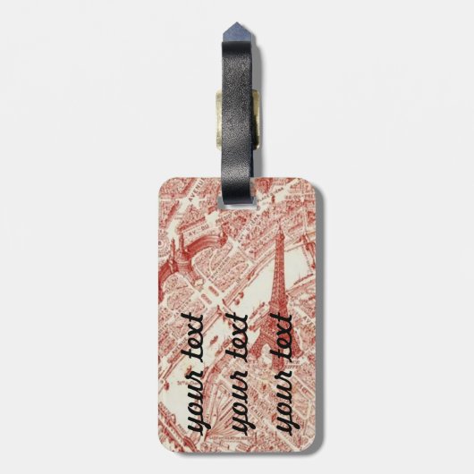 Alter Paris-Karten-Gepäckanhänger Gepäckanhänger (Rückseite vertikal)
