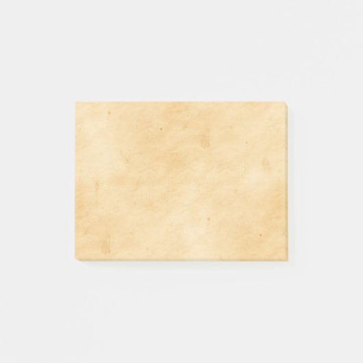 Alter Pergament-Hintergrund befleckter Post-it Klebezettel (Vorderseite)