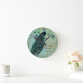 Alter Pfau u. Radierungs-personalisierte Hochzeit Runde Wanduhr (Zuhause)