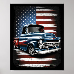 Alter Pickup Truck Amerikanische Flagge 4. Juli Pa Poster
