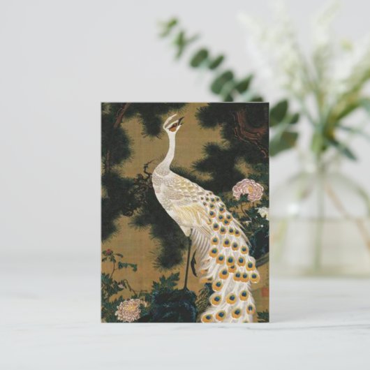 Alter Pine Tree und Pfau von Ito Jakuchu Postkarte (Stehend Vorderseite)