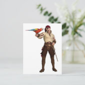 Alter Pirat mit Papagei Postkarte (Stehend Vorderseite)