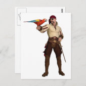 Alter Pirat mit Papagei Postkarte (Vorne/Hinten)