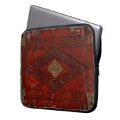 Alter prägeartiges Leder-und Messing-Bucheinband Laptopschutzhülle (Vorderseite Links)