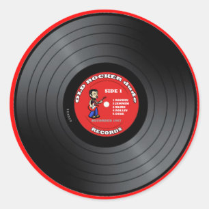 Alter Rocker-Typ-Vinylaufzeichnungs-Aufkleber Runder Aufkleber