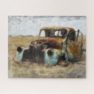 Alter rostiger Vintage-LKW Puzzle