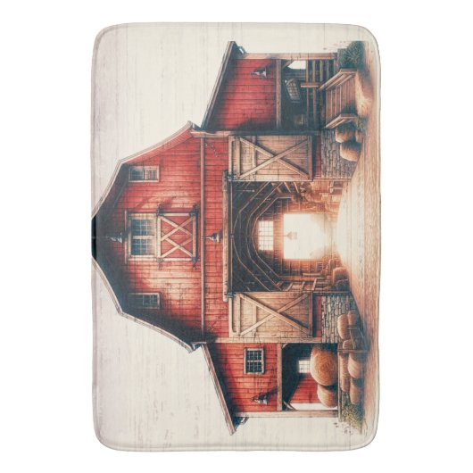 Alter Rotbarn Rustikales Land Badematte (Vorderseite Vertikal)