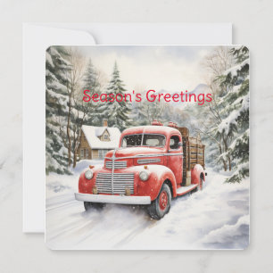 Alter roter Bauernhof-LKW beladen für Weihnachten