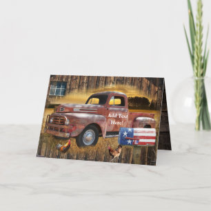Alter roter Farmtruck, antiker Lastwagen Einladung