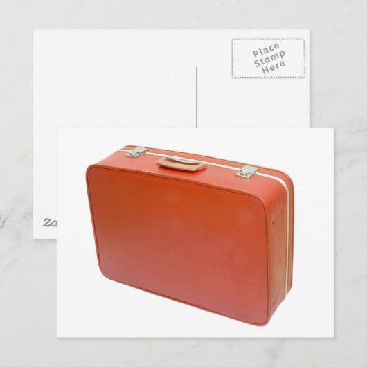 Alter roter Koffer Postkarte (Vorne/Hinten)