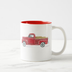 Alter roter Lastwagen Zweifarbige Tasse