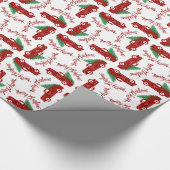Alter roter LKW Fresh Cut Trees Frohe Weihnachten Geschenkpapier (Ecke)