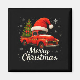 Alter roter LKW Santa Hut Weihnachtsbaum Frohe Wei Magnet