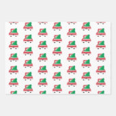 Alter roter Lkw und Schneeflocken Geschenkpapier Set (Vorderseite 2)